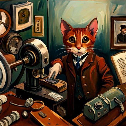 Robotized Rat in Folk Art Style