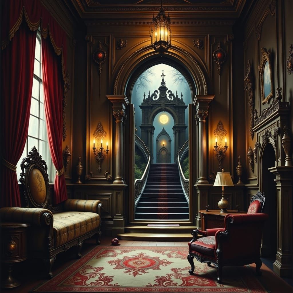 Surreal Gothic Mansion Interior