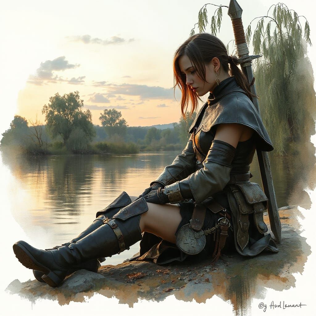 Melancholic Assassin Crying by a River