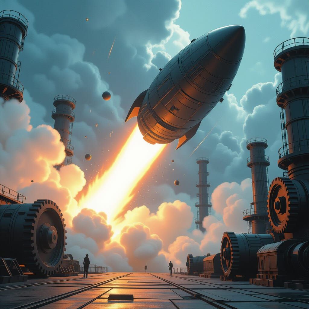 Meteor Impact with Industrial Sci-Fi Elements