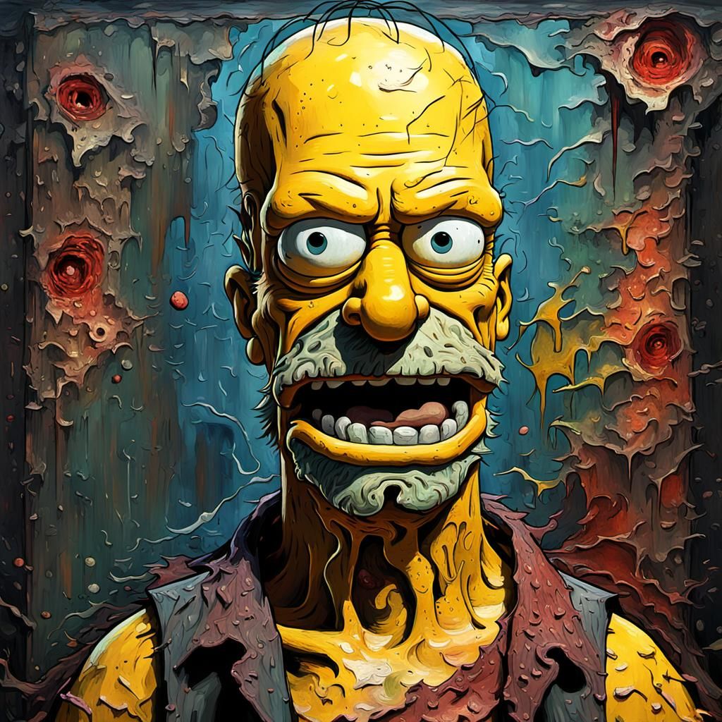 Grotesque Homer Simpson Impressionist Macabre Masterpiece