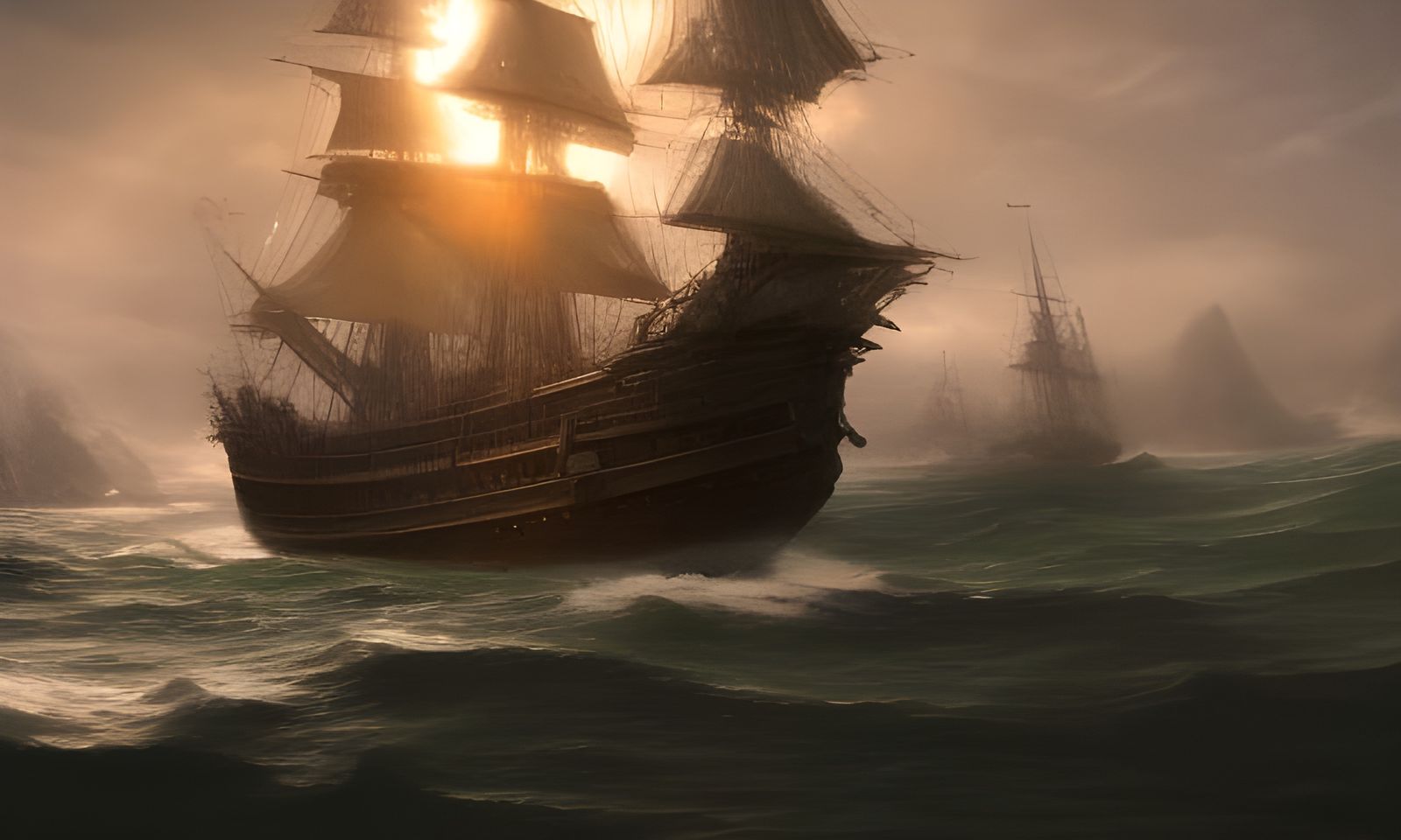 White Ship Glides Silently Through Ocean: 8K Art