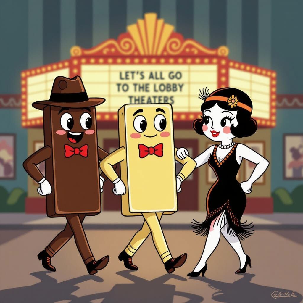 Anthropomorphic Chocolate Bars Dance in Rubber Hose Animatio...