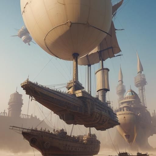 Dieselpunk Air Pirates Approach Arabian City