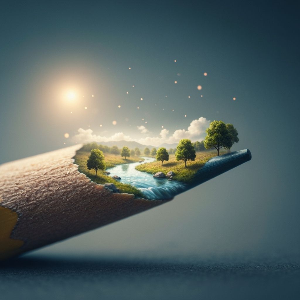 Pencil Tip Transforms Into Miniature Landscape
