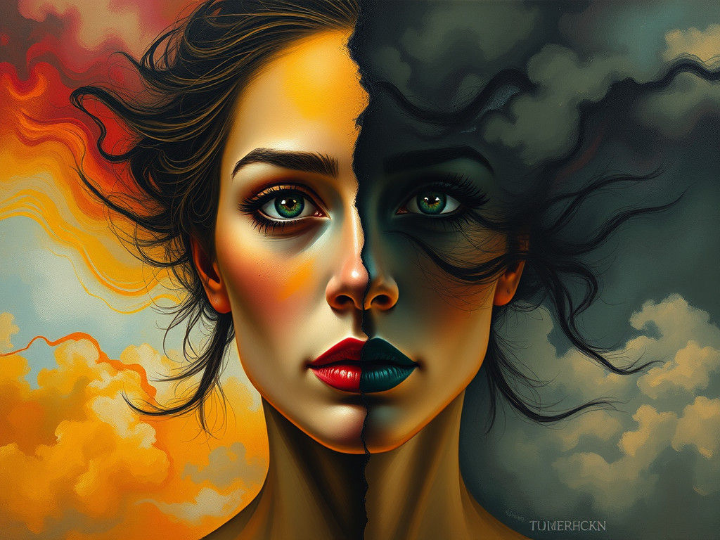Contrasting Emotions in Surrealist Dreamscape