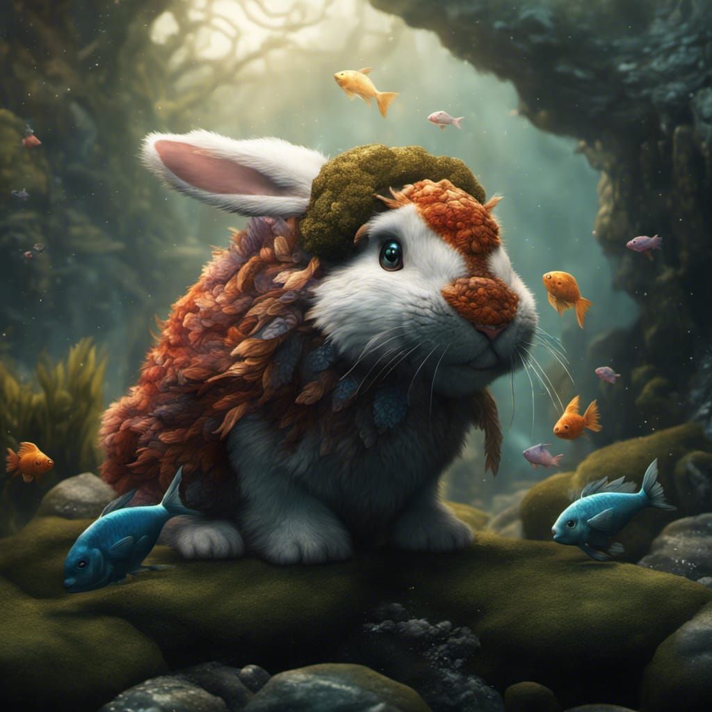 Fluffy Bunny and Fish Hybrid Concept Art