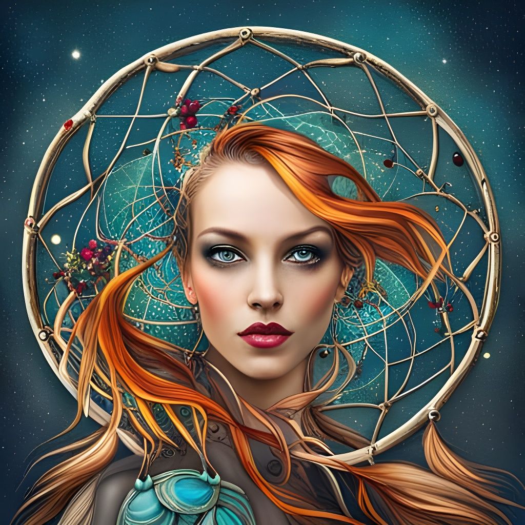 Elegant Dreamcatcher in Art Brut Style