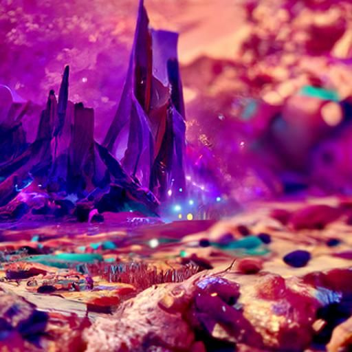 Cosmic Starry Fantasy Landscape in Teal and Purple