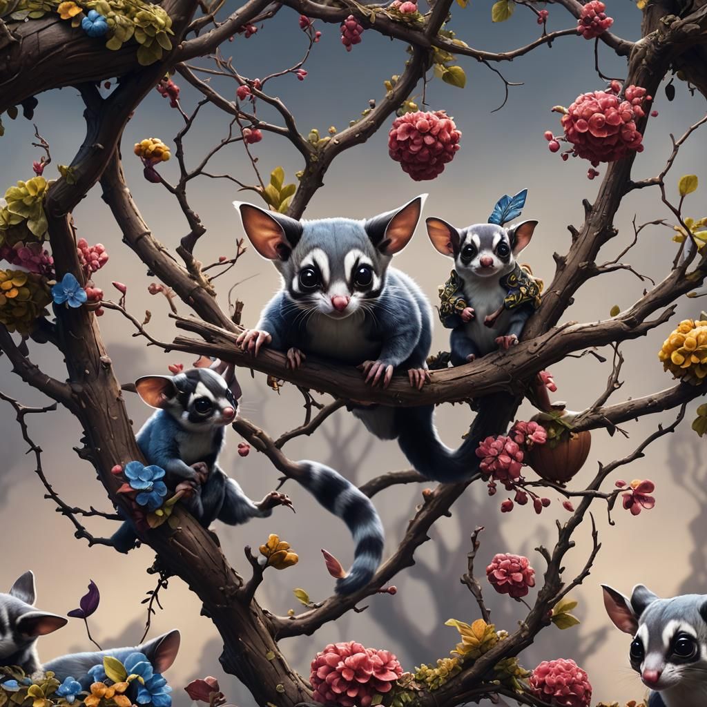 Detailed Matte Painting of a Sugar Glider