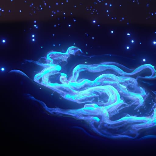 Bioluminescent Star Vortexes in Shimmering Water