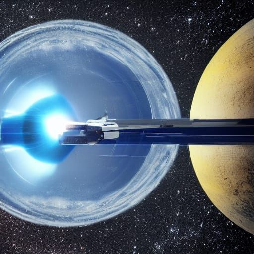 Warp Drive Spaceship Concept in Sci-Fi Illustration