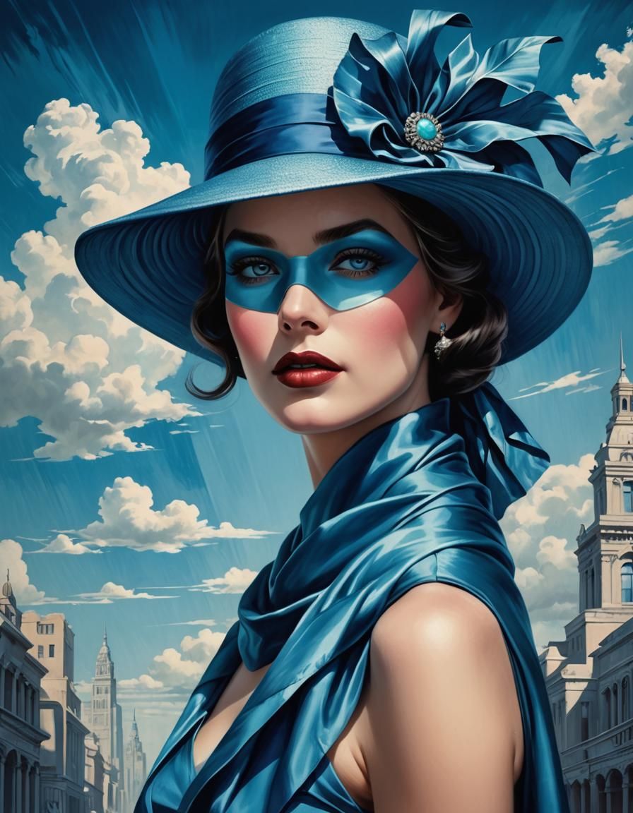 Art Deco Woman in Blue: René Lalique Style