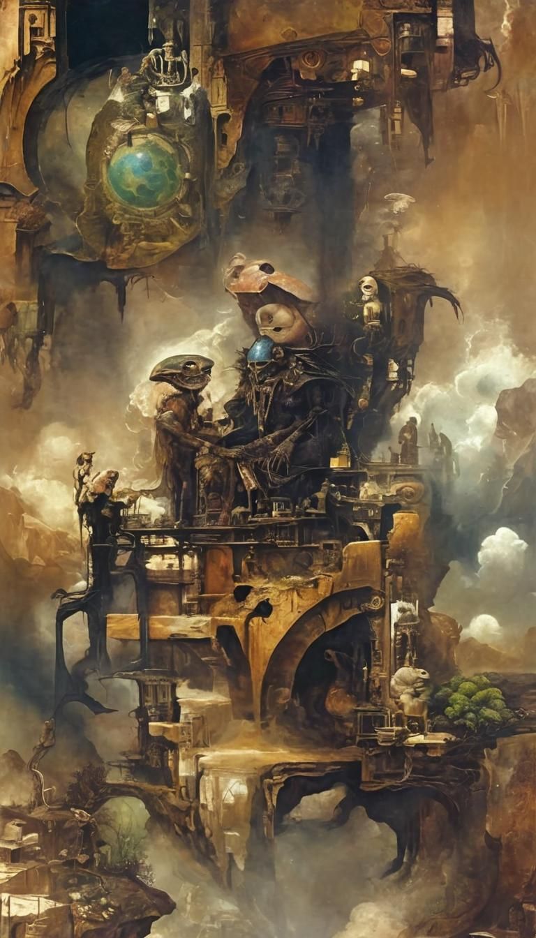 Mystic Surreal Fantasy Painting with Psychedelic Elements