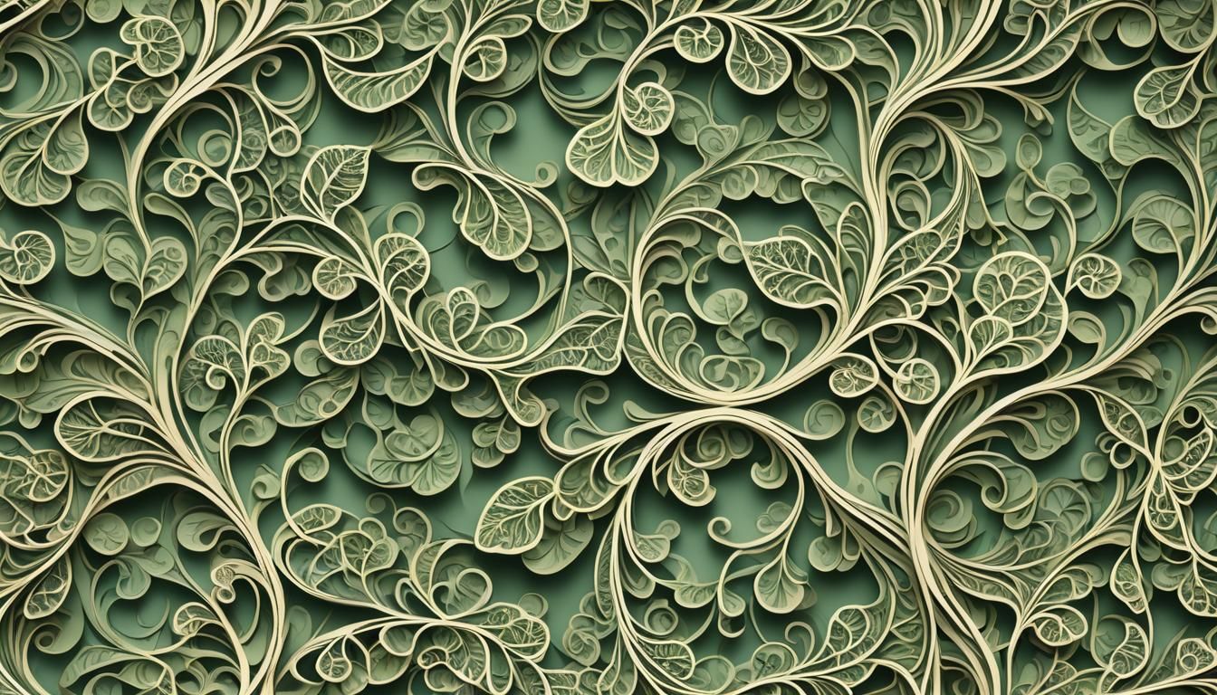 Realistic Vine Flourish with Abstract Fractal Elements