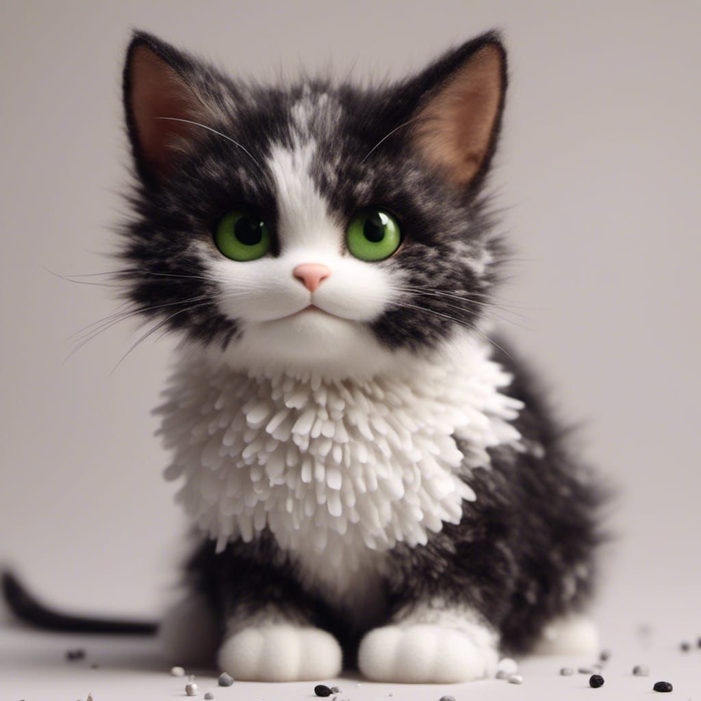 Cute Black Cat Portrait with Abstract Markings