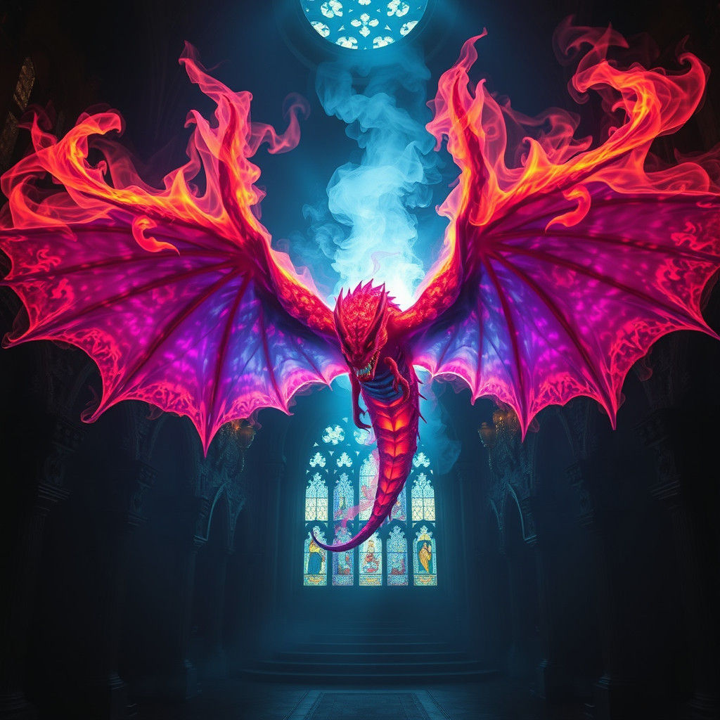 Plasma Fire Dragon in a Dark Castle