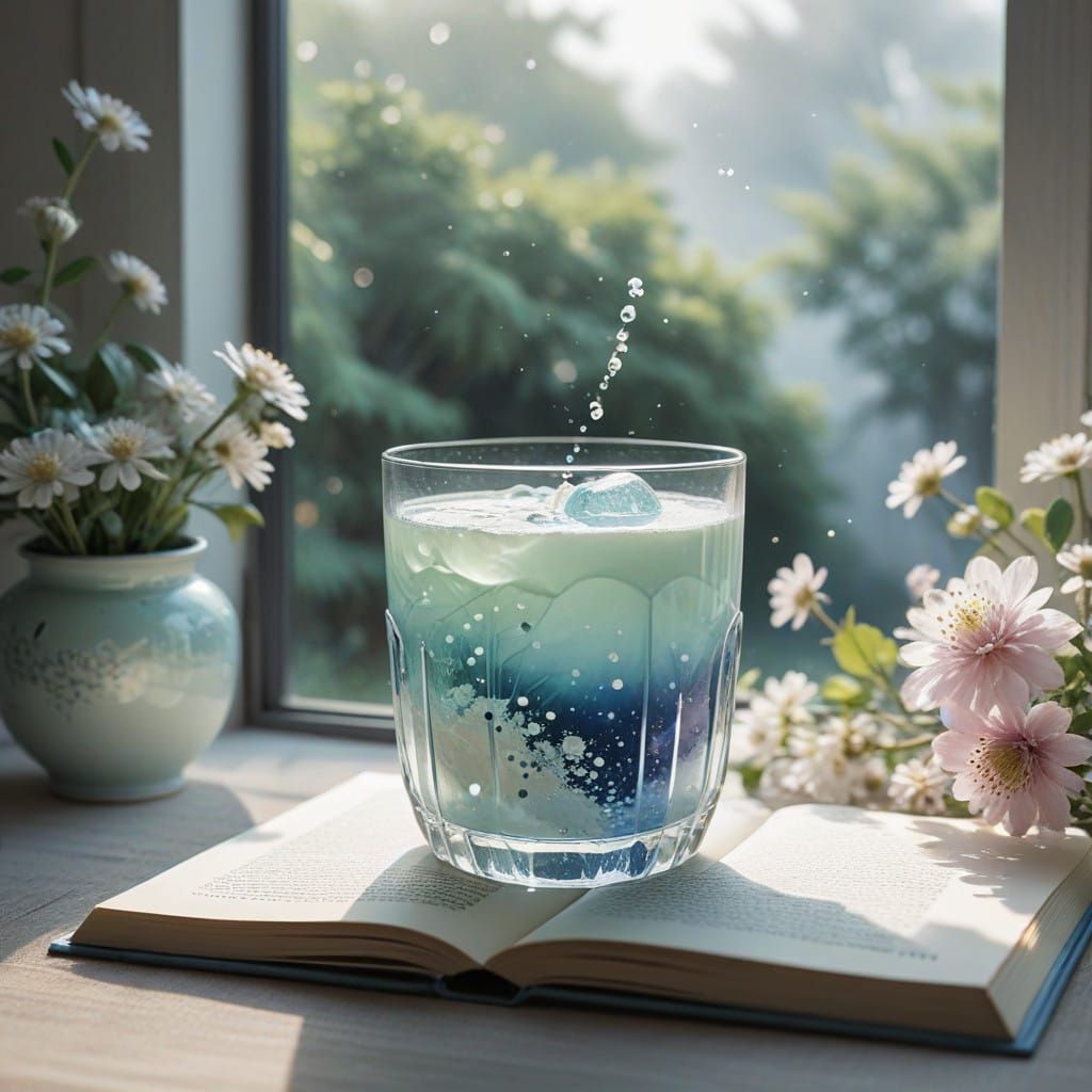 Delicate Glass of Milk in Anime Key Visual Style