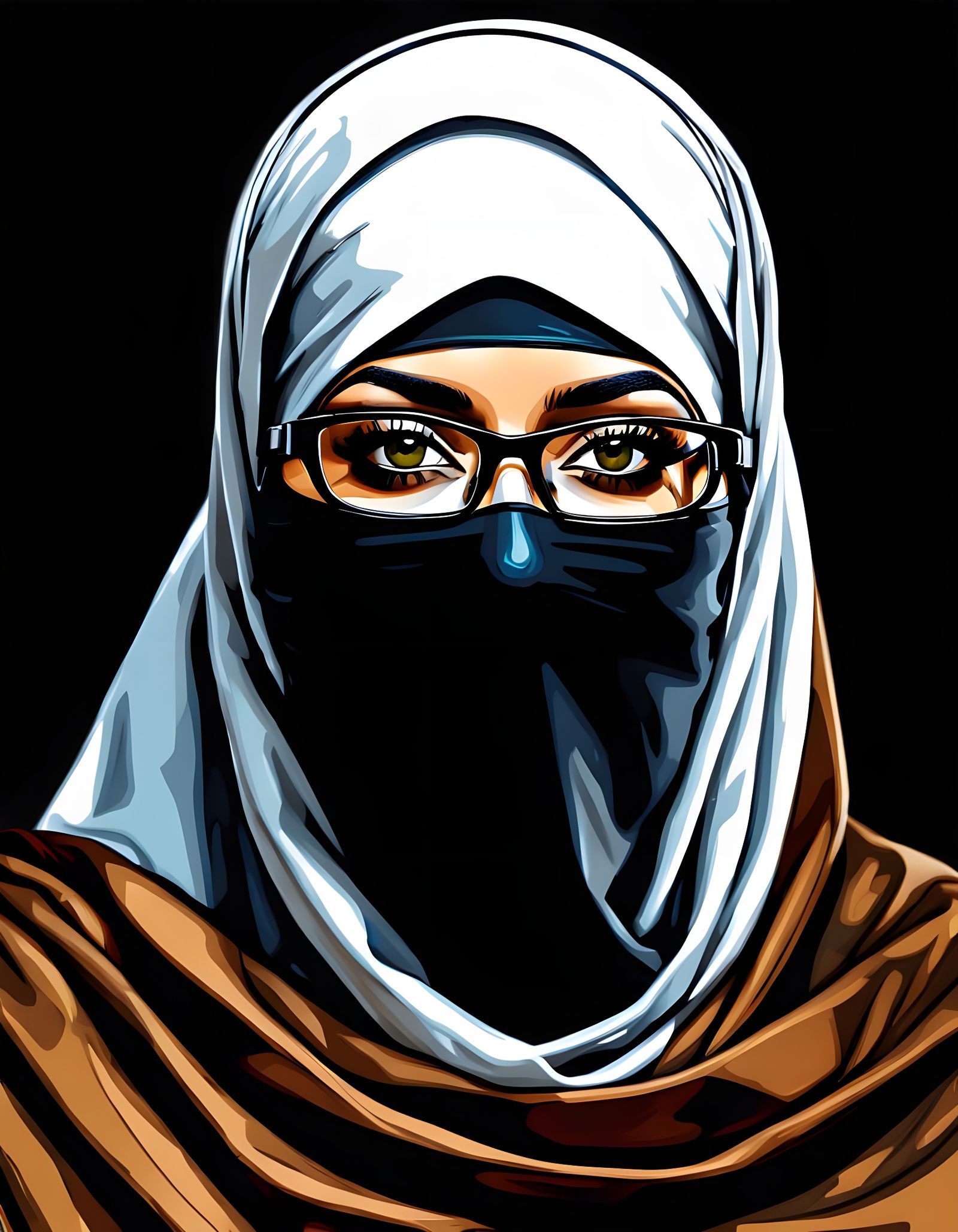 Pop Art Portrait of Middle Eastern Woman in Niqab