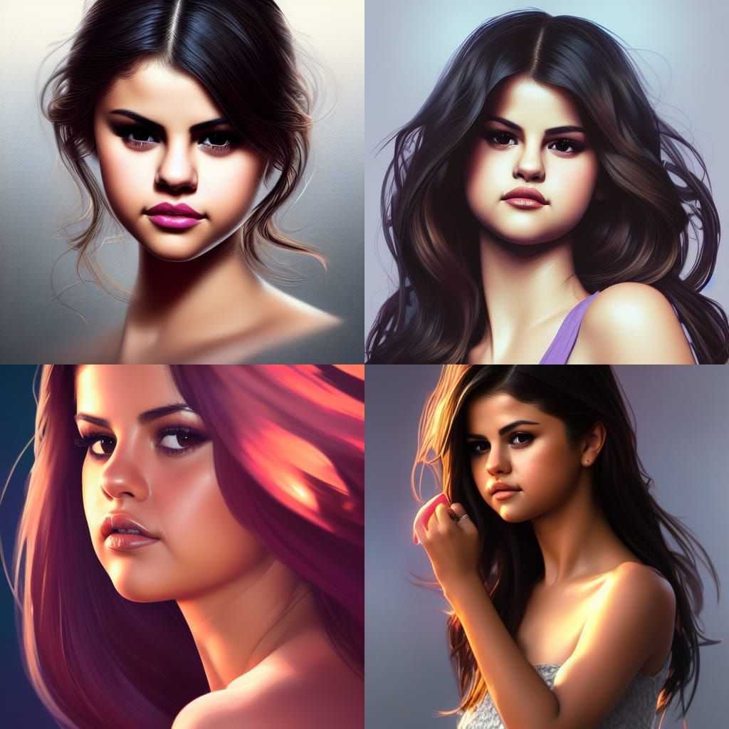 Selena Gomez Portrait in Art Nouveau Style
