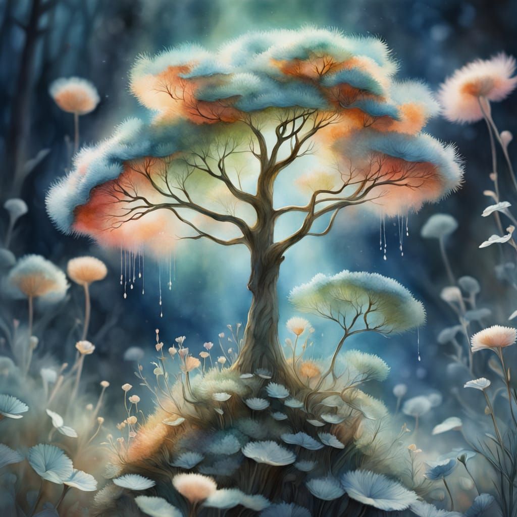 Whispers of Ephemeral Life in Ethereal Watercolor