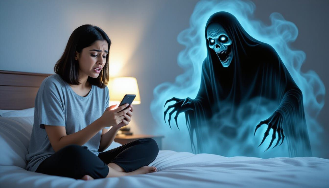 Terrified Woman Confronts Smoky Ghost in Ultra-Realistic Sce...