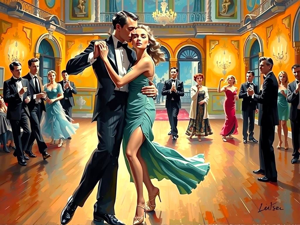 Tango Dancers in Palazzo, Impressionistic Style