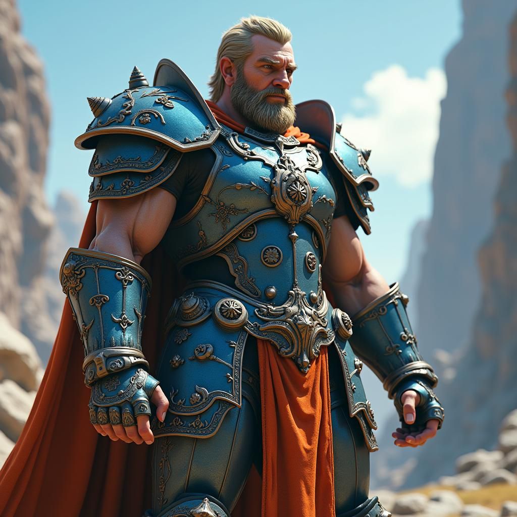 Armored Warrior in Dreamlike Fantasy Landscape