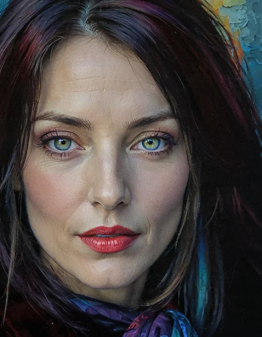 Elegant Lady Portrait as Impasto Painting