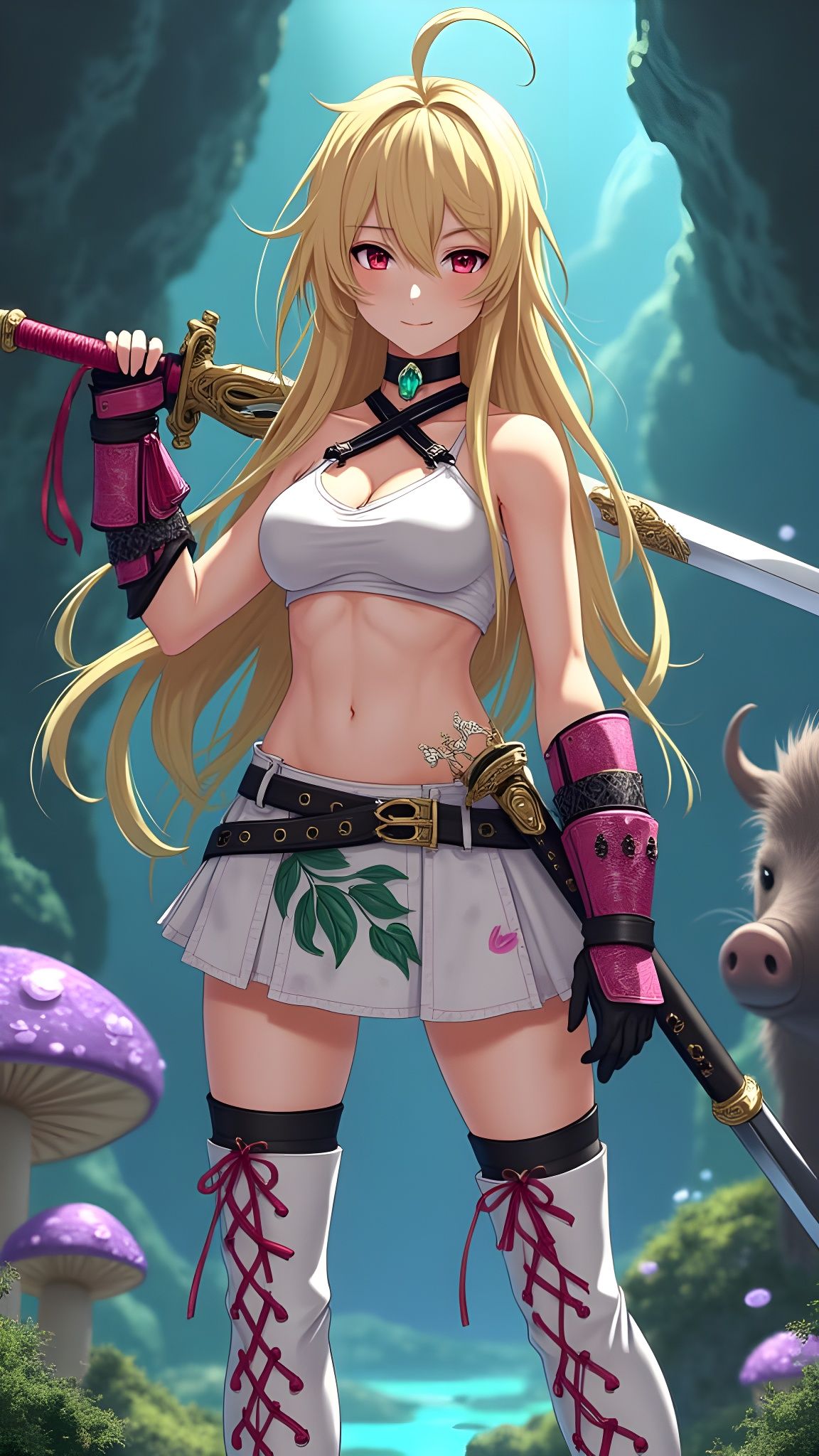 Fantasy Anime Warrior with Sword in RPG Style