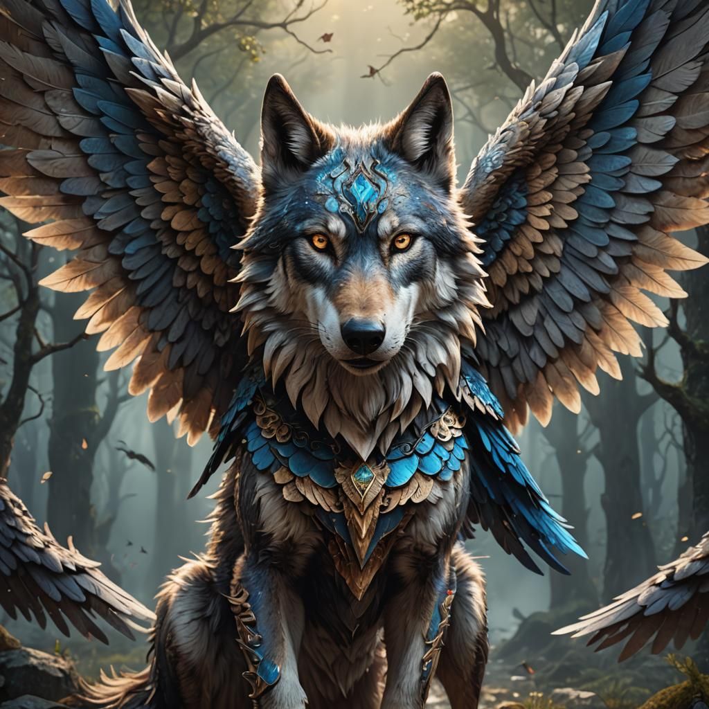 Winged Female Wolf Fantasy Concept Art