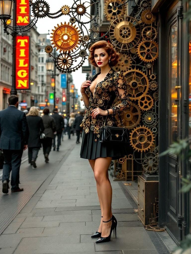 Retro-Futuristic Pin-Up in Quilled Papercraft Style