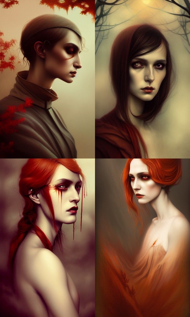 Portrait of Androgynous Carmilla in Autumn Colors