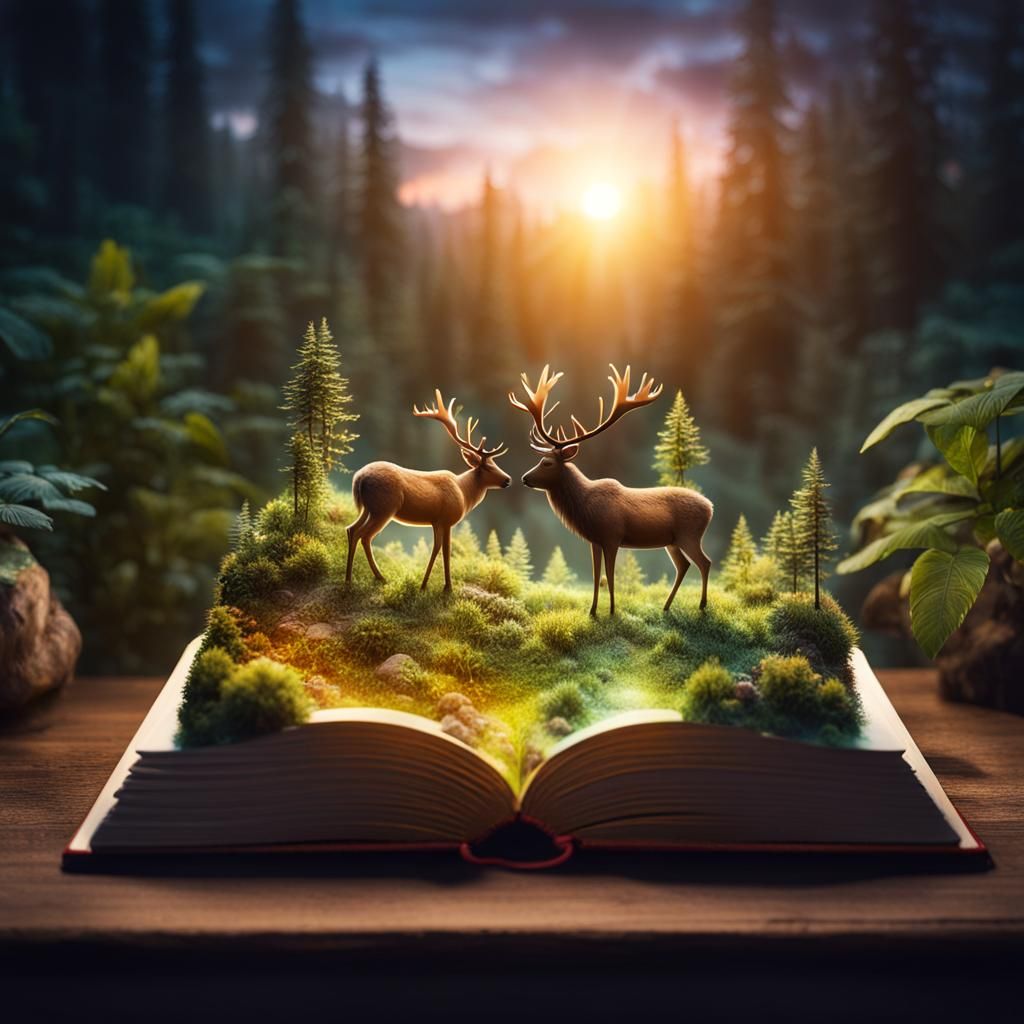Mystical Reindeer in Jungle Book Landscape