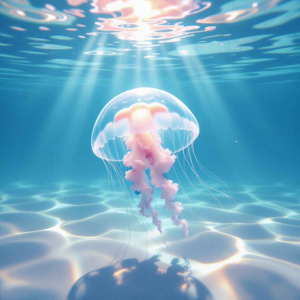 Ethereal Jellyfish in Serene Underwater Dreamscape