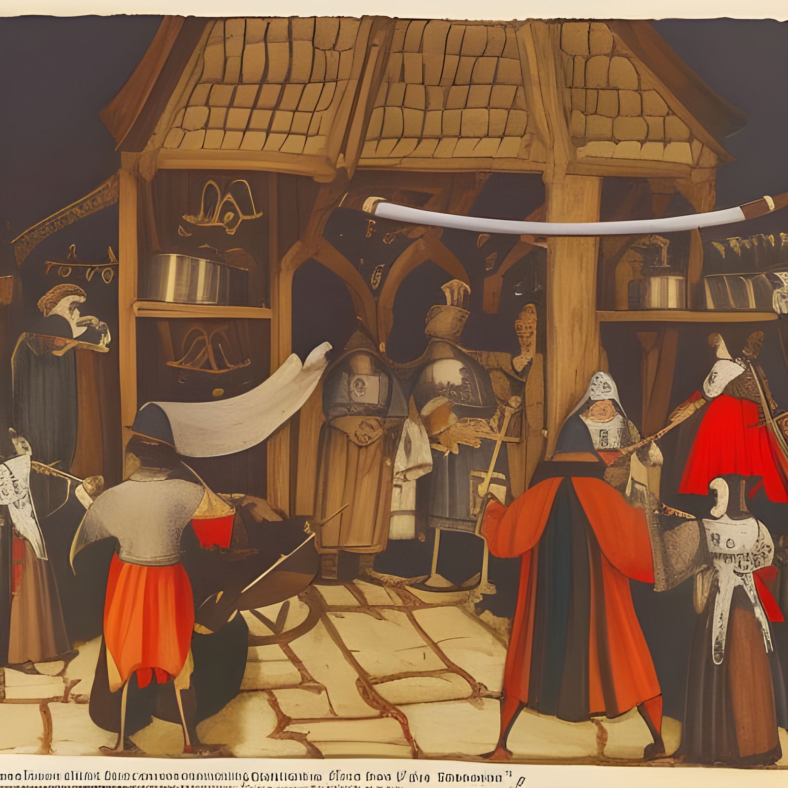 Painting of a medieval market