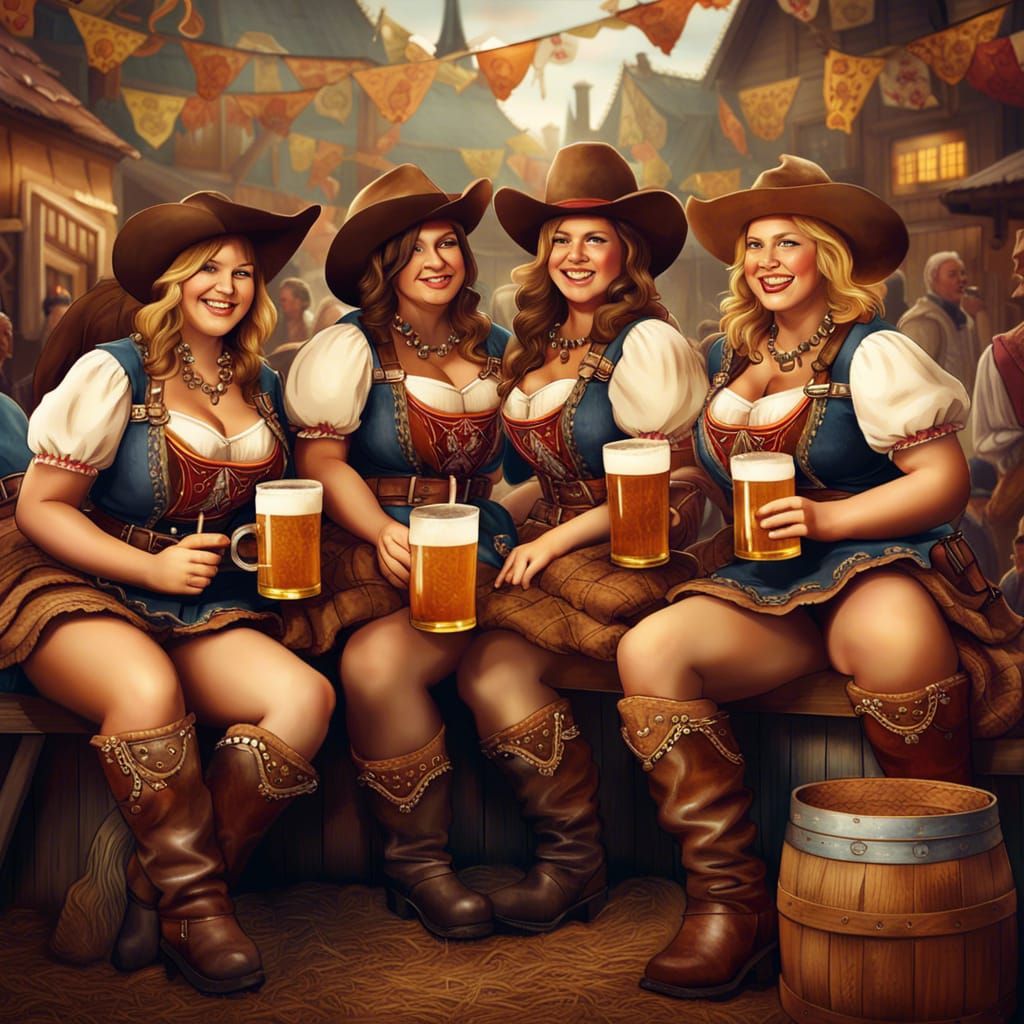 Chubby Cowgirls Celebrate Oktoberfest in Detailed Matte Pain...