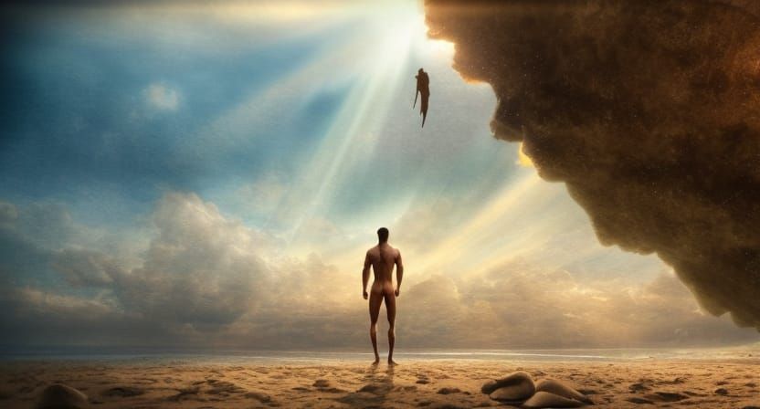 Ethereal Staircase Descends to Beach Warrior