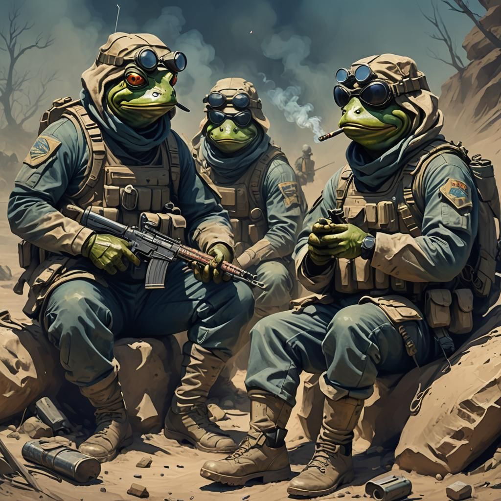 Frog Commandos on Break: Stylized Digital Painting