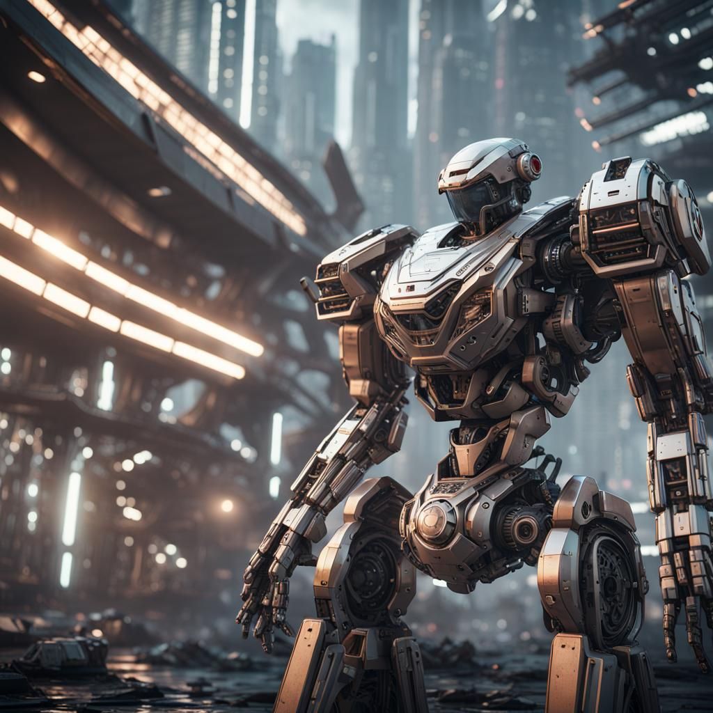 Futuristic City at War in Sci-Fi Style