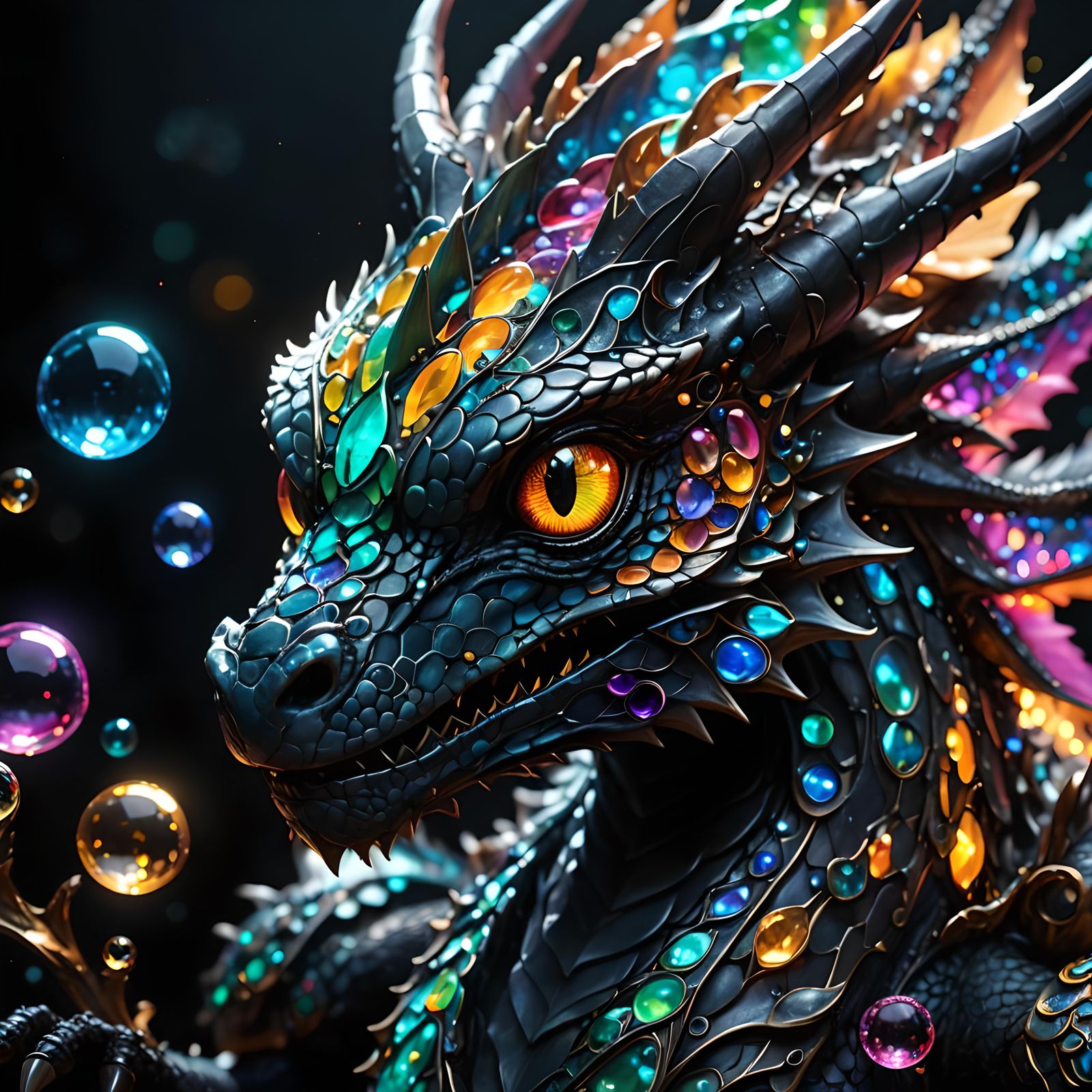 Glowing Baby Dragon with Bioluminescent Details