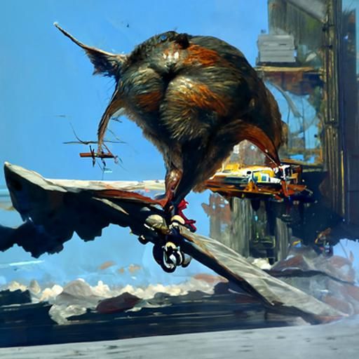 Flying Rat in Oil Painting Style