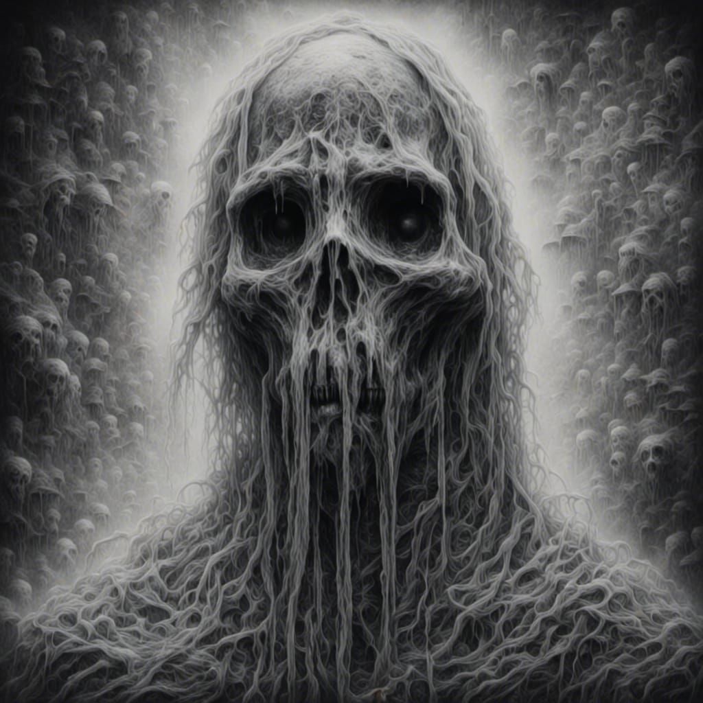 Macabre Ghostly Gopher in Charcoal Drawing