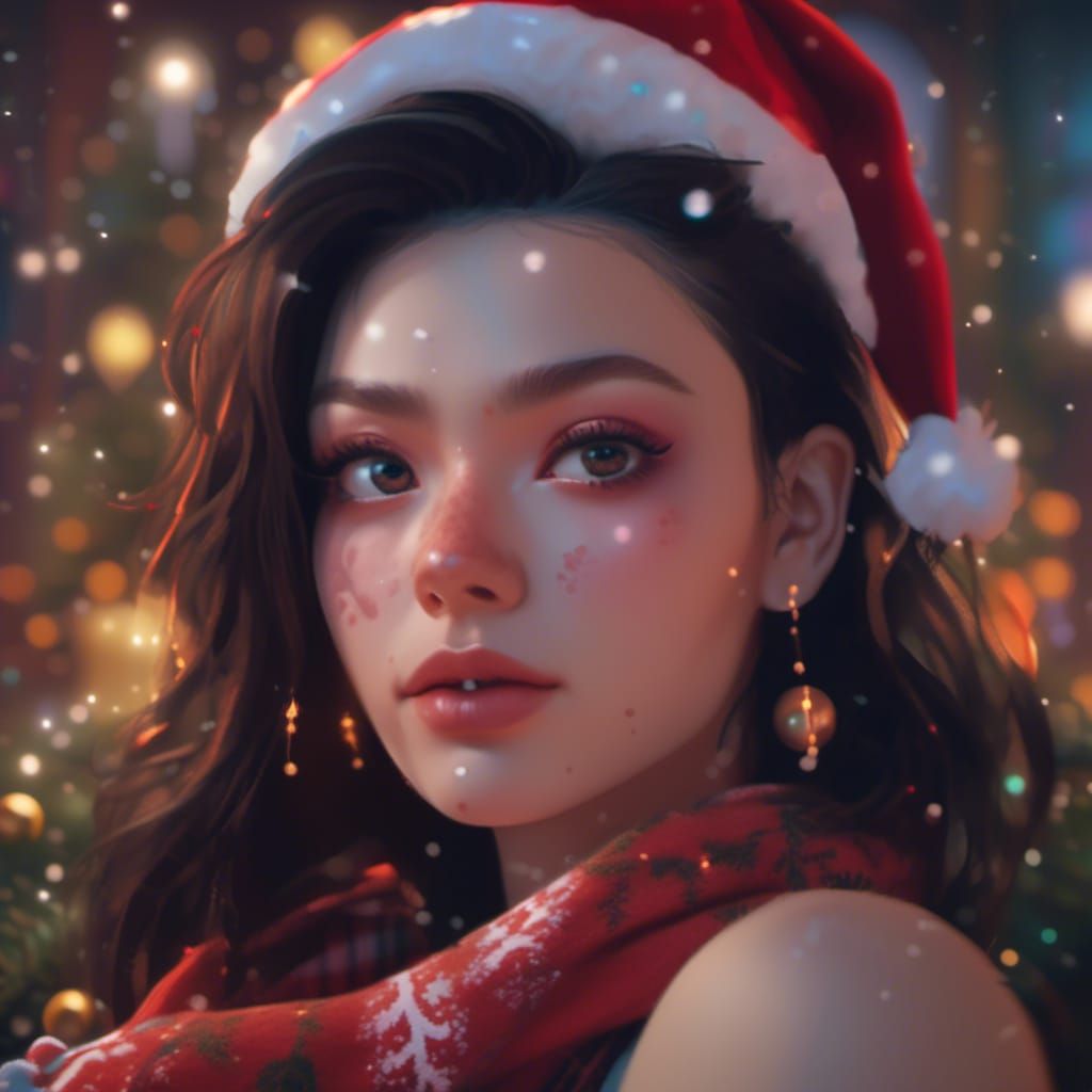 Christmas Elf Pinup in Hyperreal Style