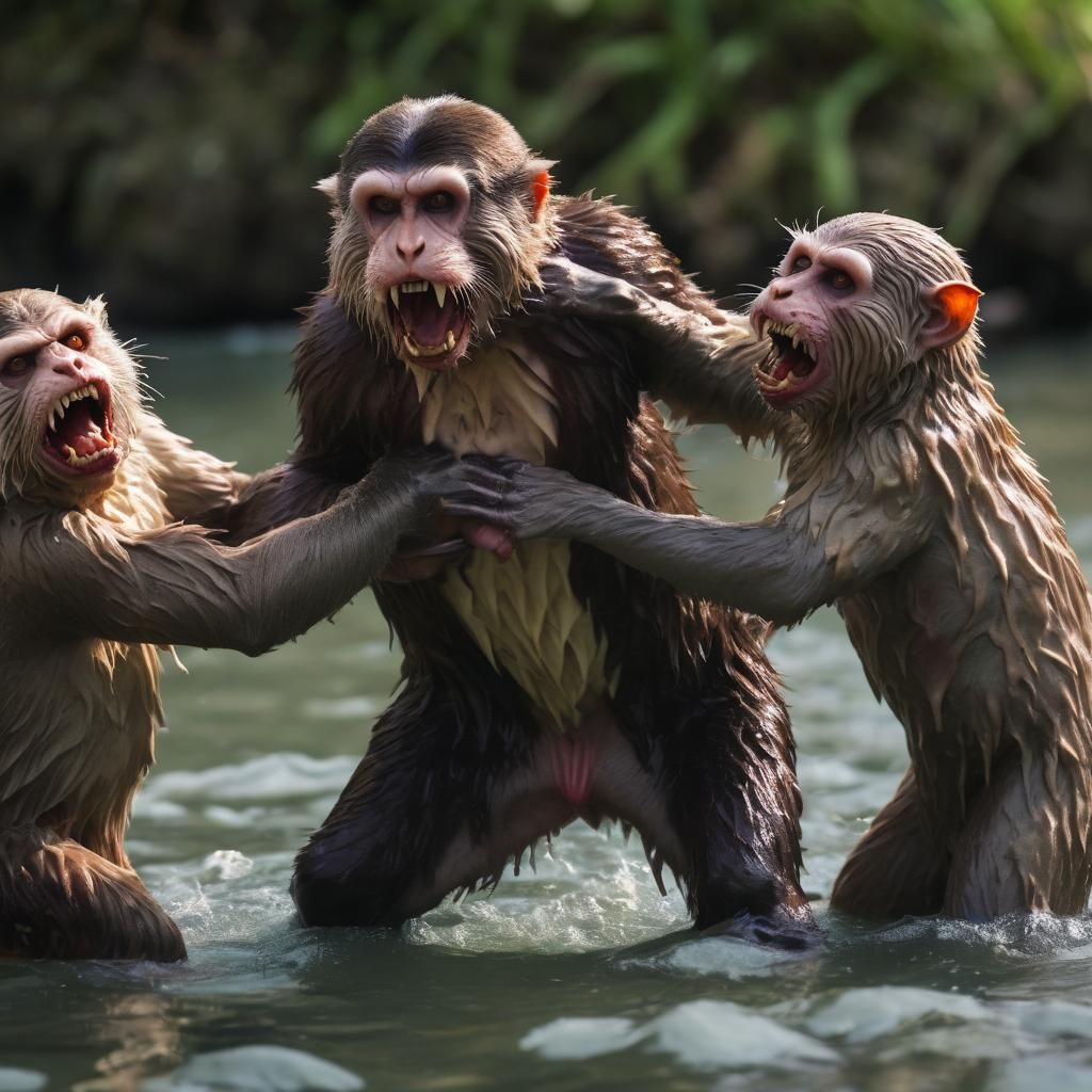 Zombie Monkey Monster Clowns Attacked By Zombie Otters