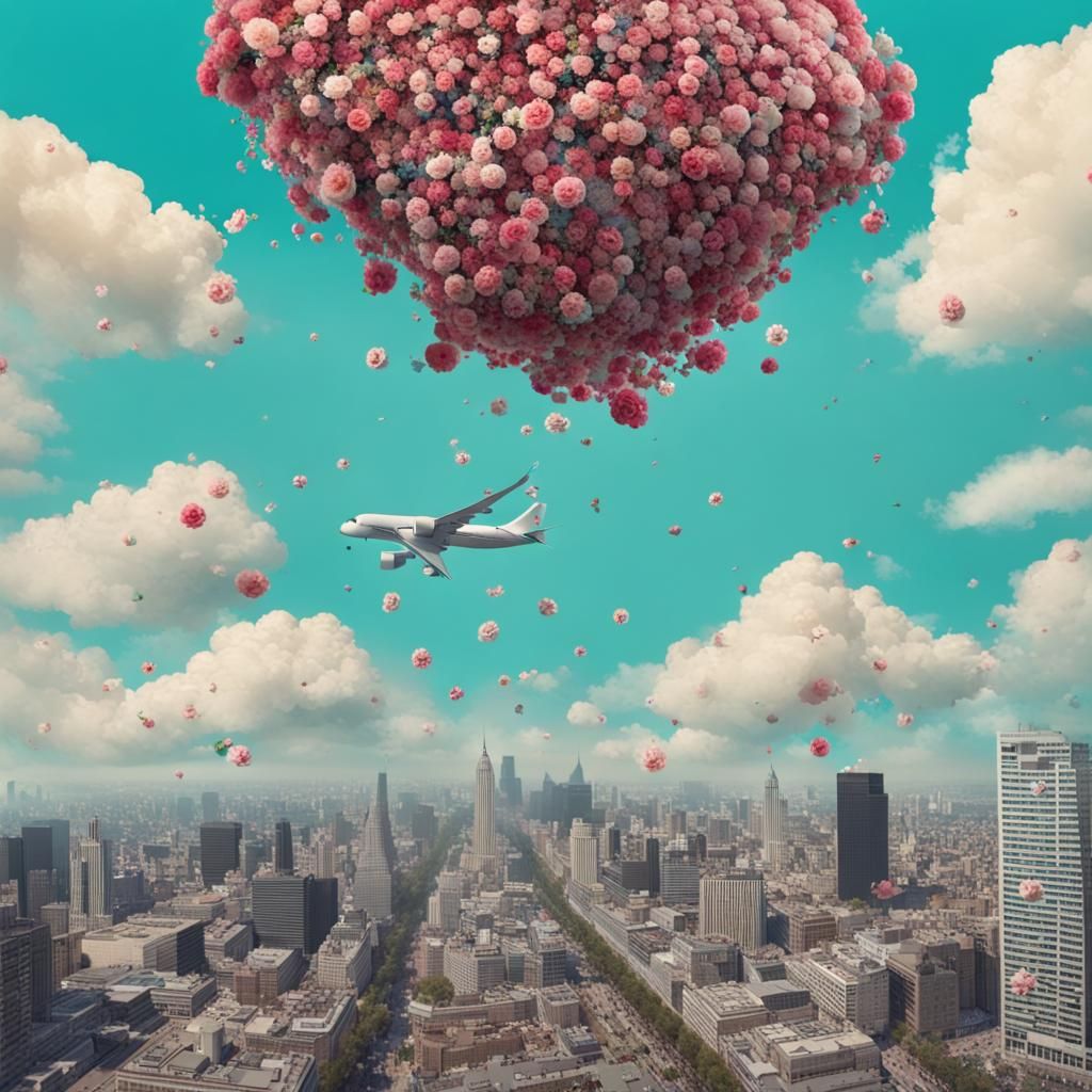 Plane Drops Flower Bombs on Sad City