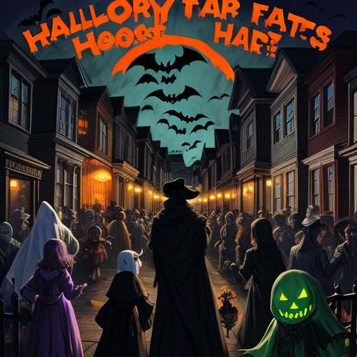 Halloween Block Party with Ghosts and Monsters
