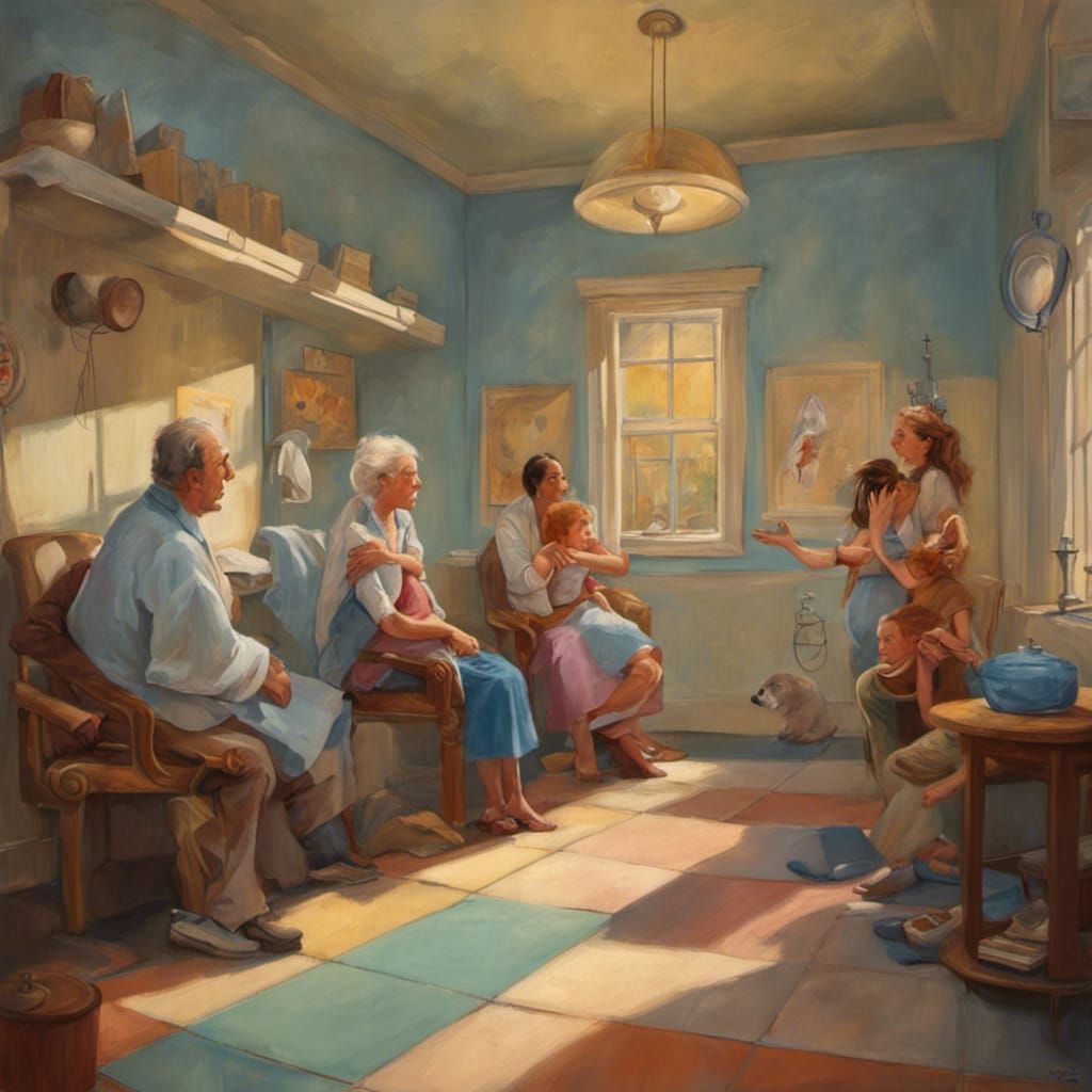 Community Clinic Waiting Room in 3D Animation Style