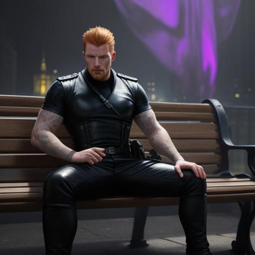 Ginger Muscle Man in Leather, Tom of Finland Style