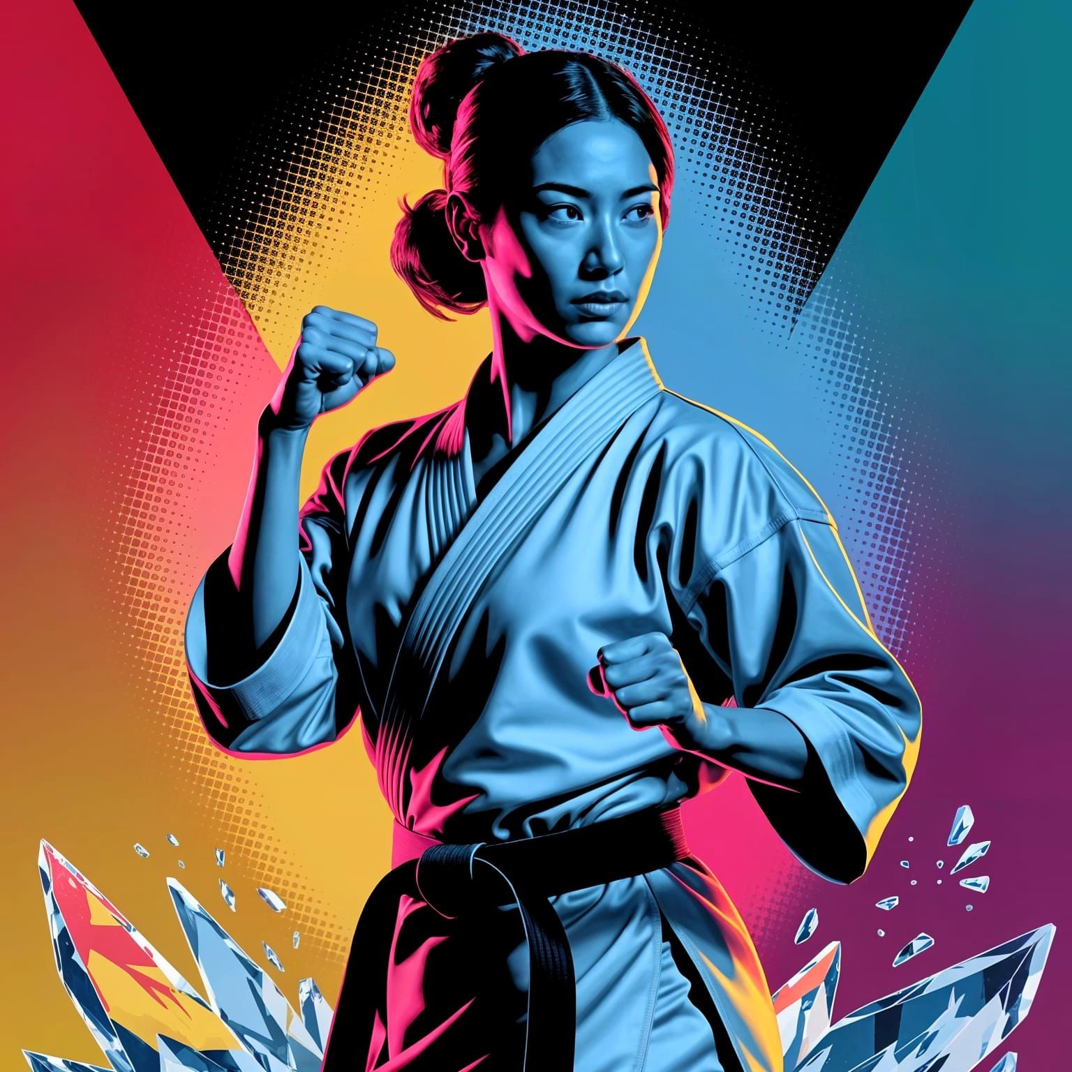 Neo-Pop Art Portrait of a Karate Woman